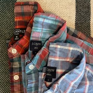 3x J.Crew L/S Button Down Plaid Shirts size Mens Medium
